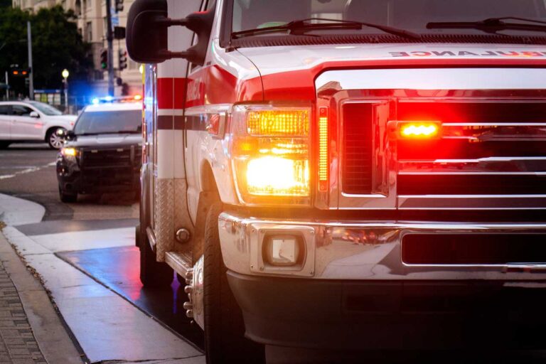 Ambulance with sirens on